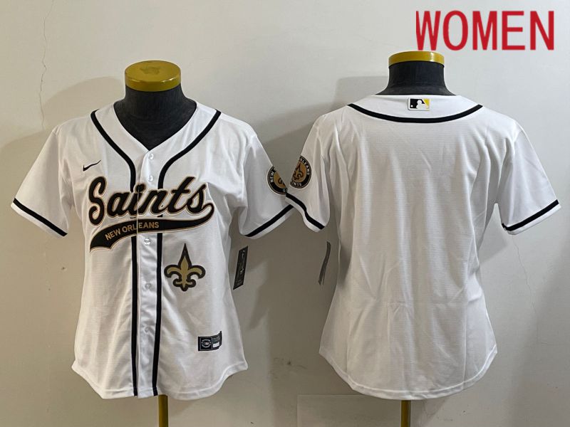 Women New Orleans Saints Blank White Joint Name 2024 Nike Limited NFL Jersey style 2->youth nfl jersey->Youth Jersey